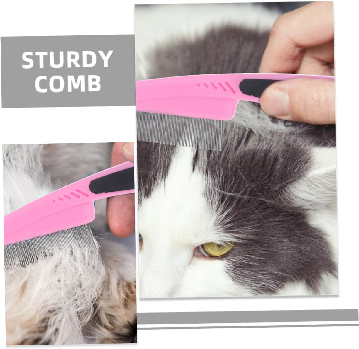 2Pcs Stainless Steel Fine Tooth Scalp Combs Dandruff Removal Hair Combs for Women Men Children Pets Portable Pink Handle Grooming Brushes - Multi image number 2