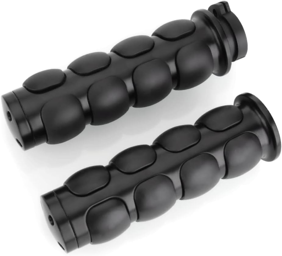 Motorcycle Hand Grips 1 Inch Handlebar Throttle Grips 25MM Chrome Black Aluminum Rubber Compatible with Harley Davidson Dyna Sportster Road King Street Glide Fat Boy Honda Shadow VTX