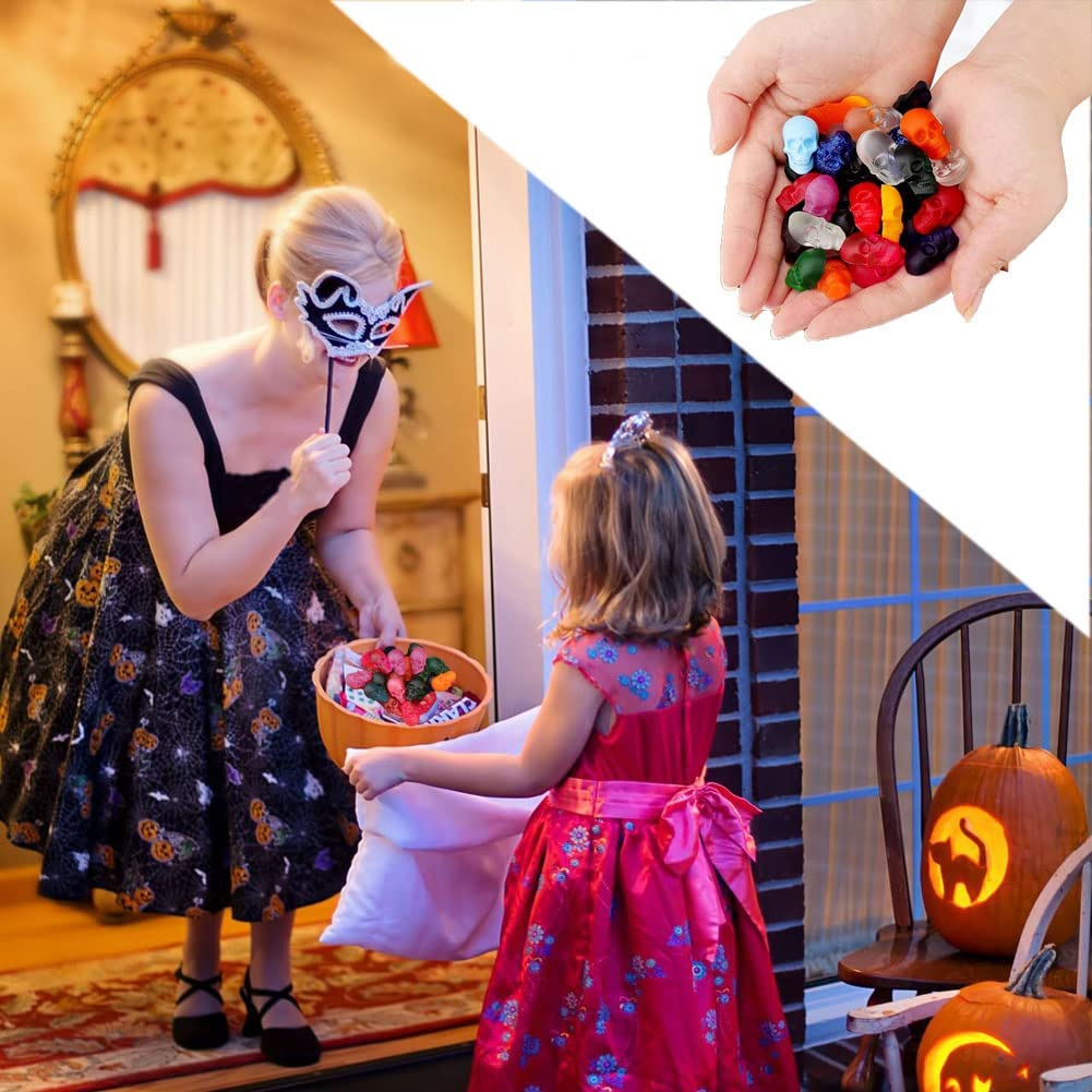 Gummy Skull Candy Molds,3-Pack 40 Cavity Silicone Skull Chocolate Molds with 2 Droppers for Halloween Gummy,Candy,Jelly,Chocolate,Ice Cube image number 2