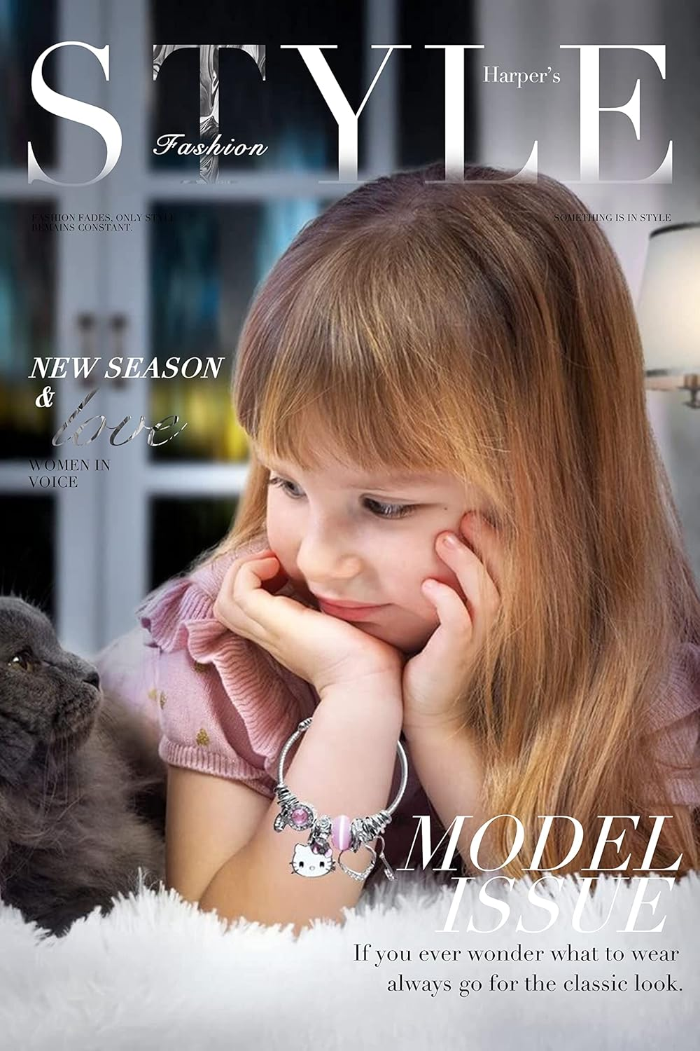 Kitty Girl Bracelet,Adjustable Cat Style Stainless Steel Bracelet, Cute Girl Friendship Bracelet, Fashionable Student Girl Bracelet, Exquisite Jewelry Gift (Pink) image number 3