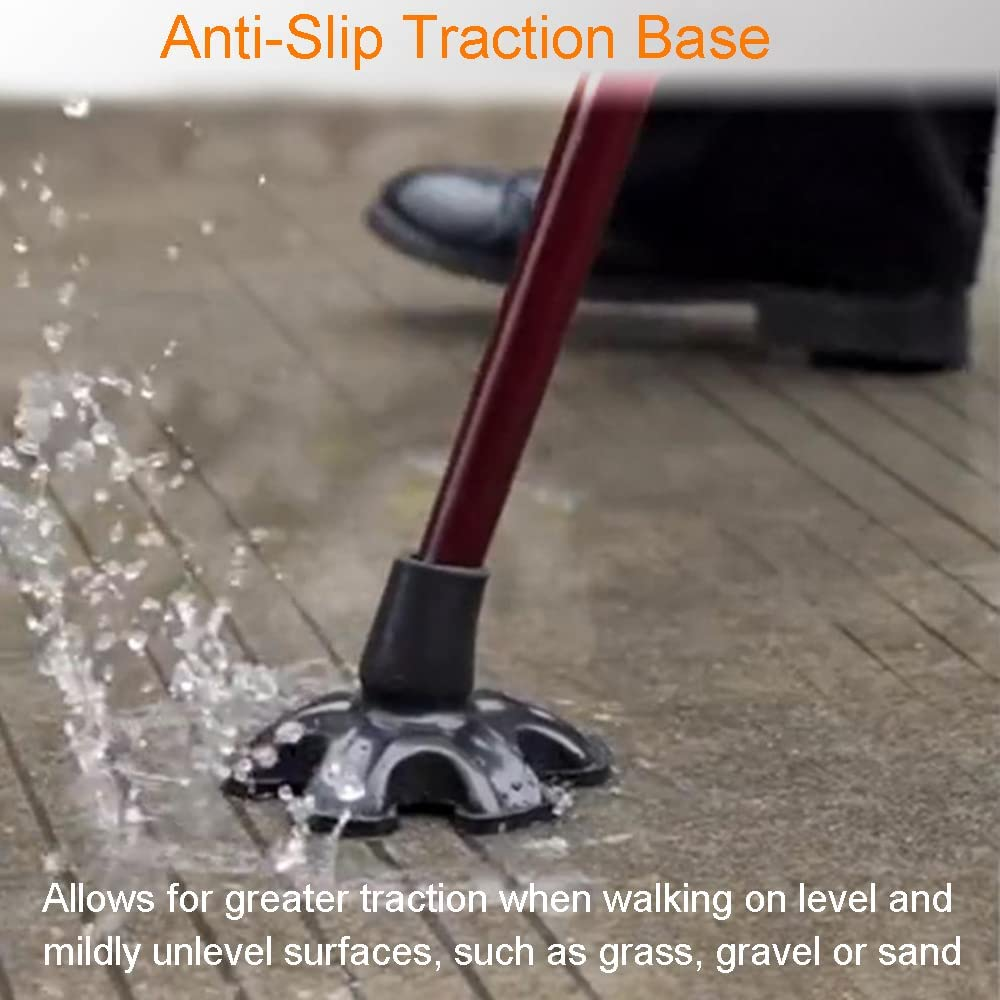 Cane Tip with 6 Support Rubber Foot for Walking Canes 3/4 Inch Shaft, Self-Standing, Anti-Slip Stable 6 Point Cane Tip Universal 6 Leg Attachment for Walking Stick (Black) image number 1