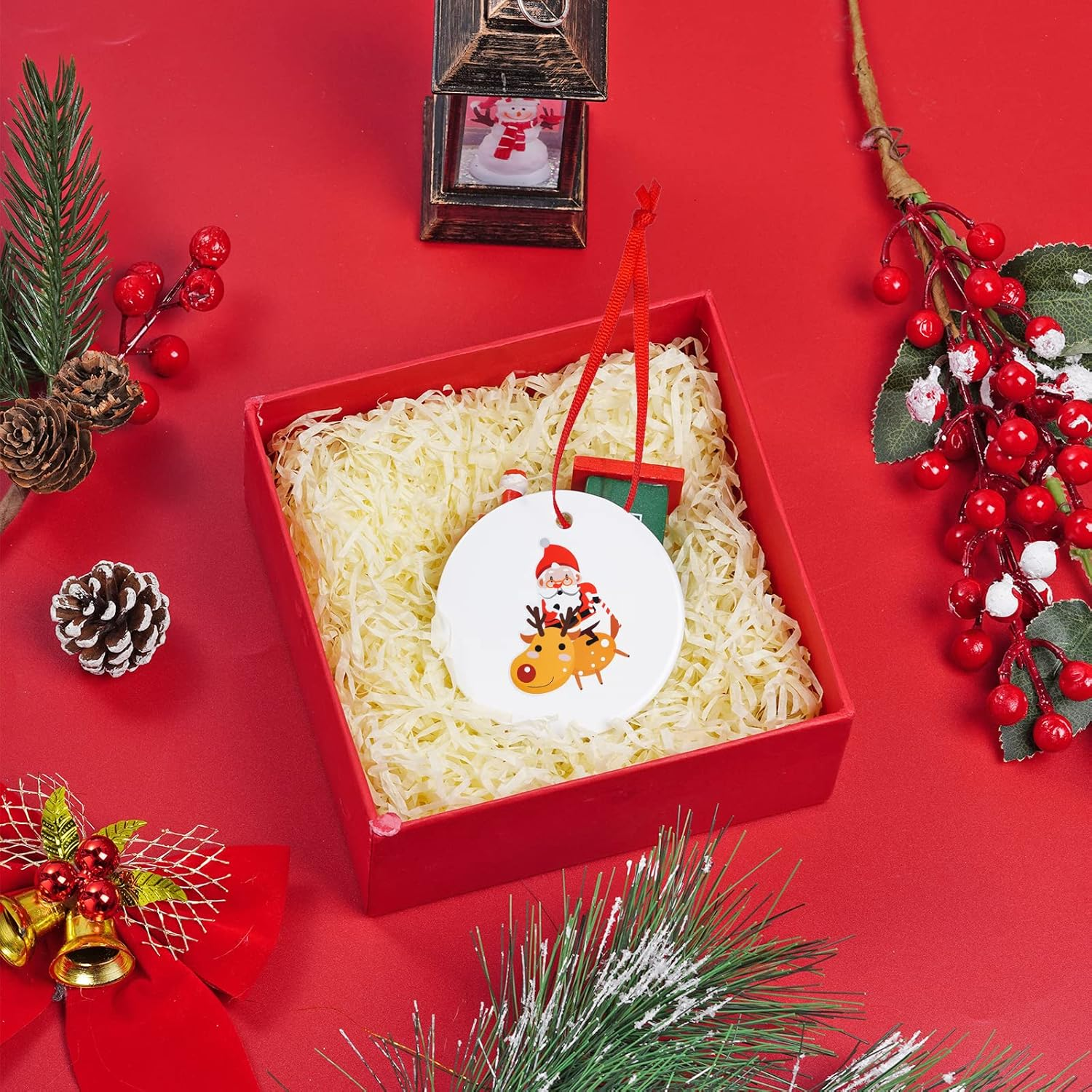 100 Pcs Red Christmas Ornament Ribbon, Polyester Fiber, 11X0.12 Inches, 100 Count, Christmas Hanging Ornaments - Green image number 6