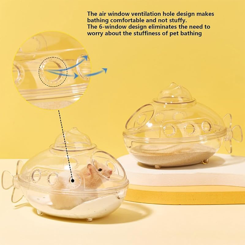 Hamster Bathtub,Transparent Sand Bath Box for Small Pets, Cute Hamster Bathroom & Sleep Pad Nest, Durable Cage Accessory for Hamsters & Small Animals (S) image number 2