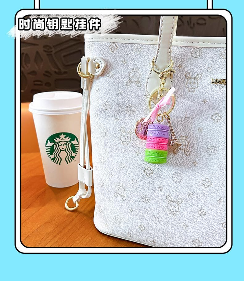 Colorful Alloy Keychain, Mini Macaroon Cute Eiffel Tower Keychain Keyring Bag Pendant Car Charm Decoration Accessory for Car Key Handbag (Rose Red)