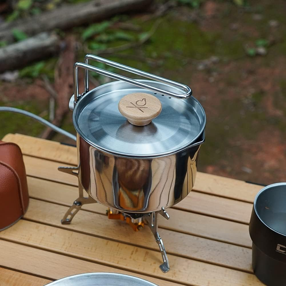 ZEYUAN Stainless Steel Kettle Outdoor Camping Pot Portable Mountaineering Trekking Cooking Tool Travel Hiking Cookware Equipment