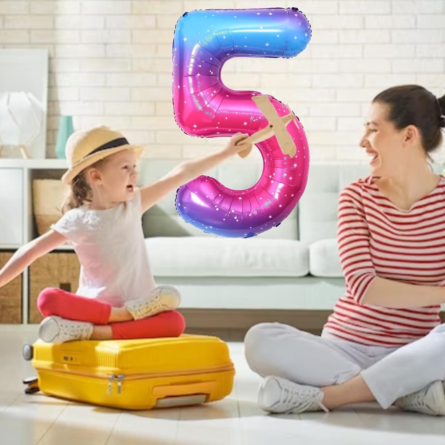 40 Inch Large Starry Sky Number Balloons, Giant Jumbo Helium Foil Mylar Big Gradient Colorful Number 2 Digital Two Balloons for Birthday Party Anniversary Wedding Decorations