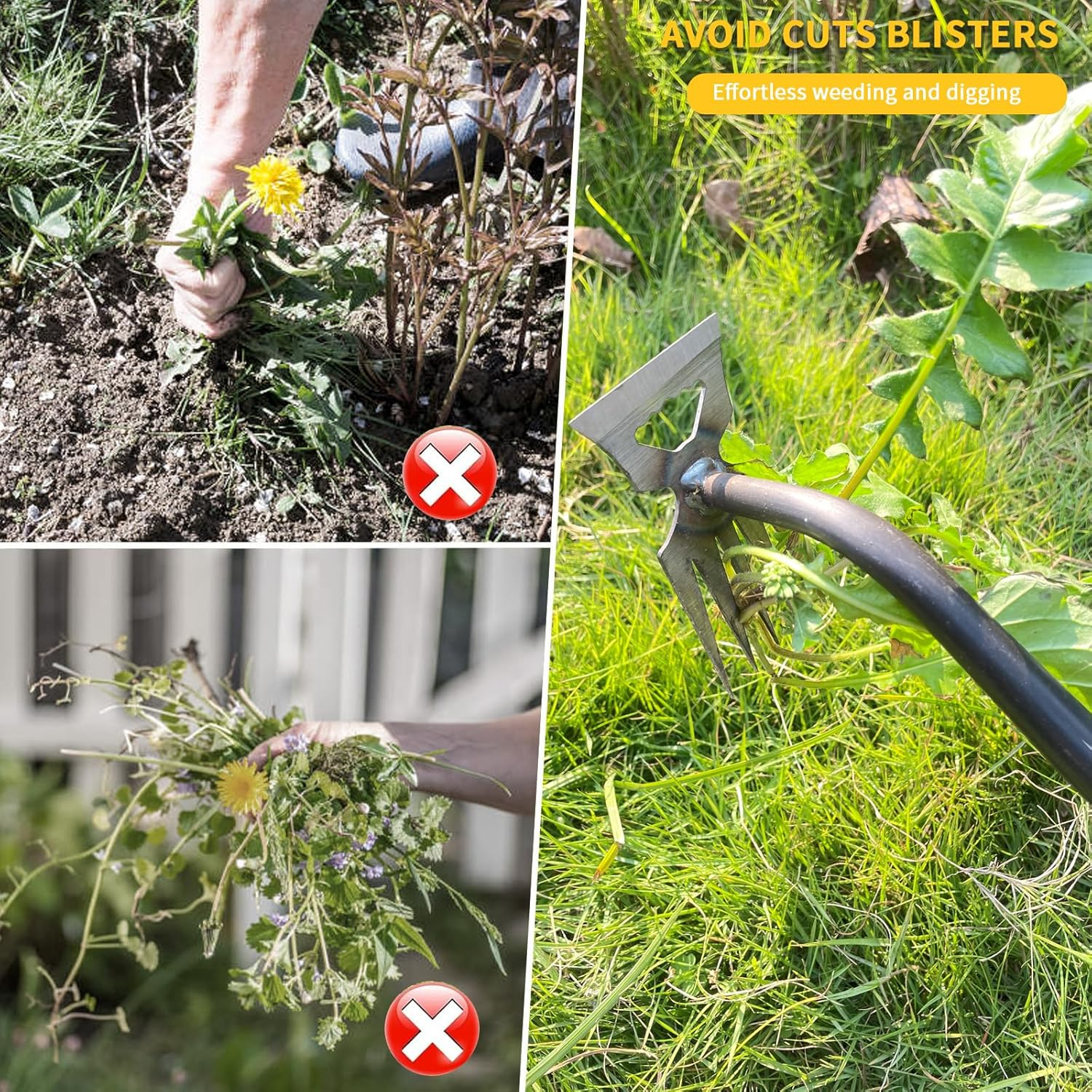 Weed Puller Tool, Upgrade Durable Garden Weeder Tool Set, Featuring a Dual-Purpose Manual Weed Removal Tool with Manganese Steel Teeth and Included Garden Gloves, Portable Tool for Gardens/Backyards. image number 1