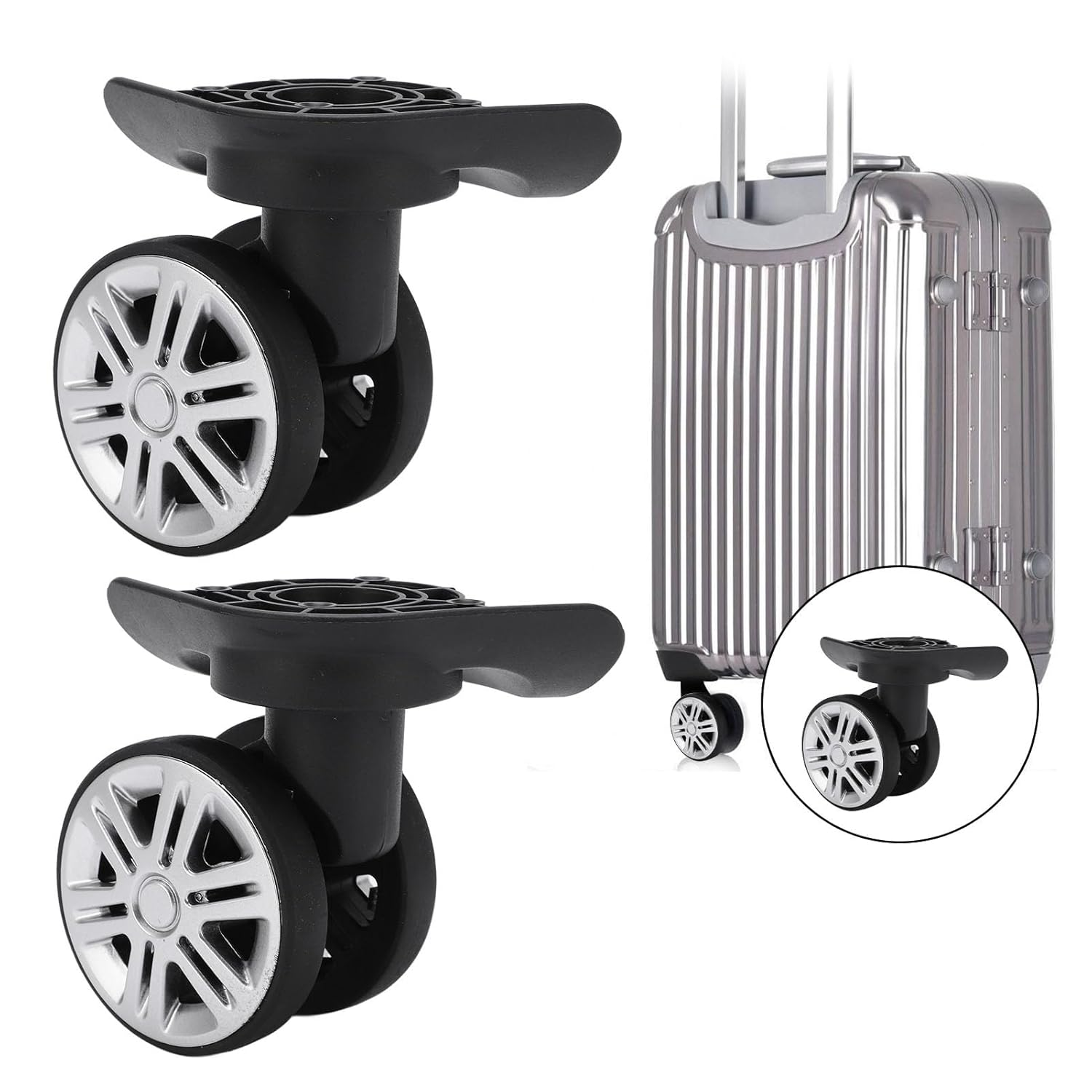 Pergar Suitcase Caster, Luggage Wheels Replacement, 1 Pair Luggage Swivel Wheels, Suitcase Swivel Casters, Luggage Travel Suitcase Wheels Repalcement Mute Double Row Wheels image number 3