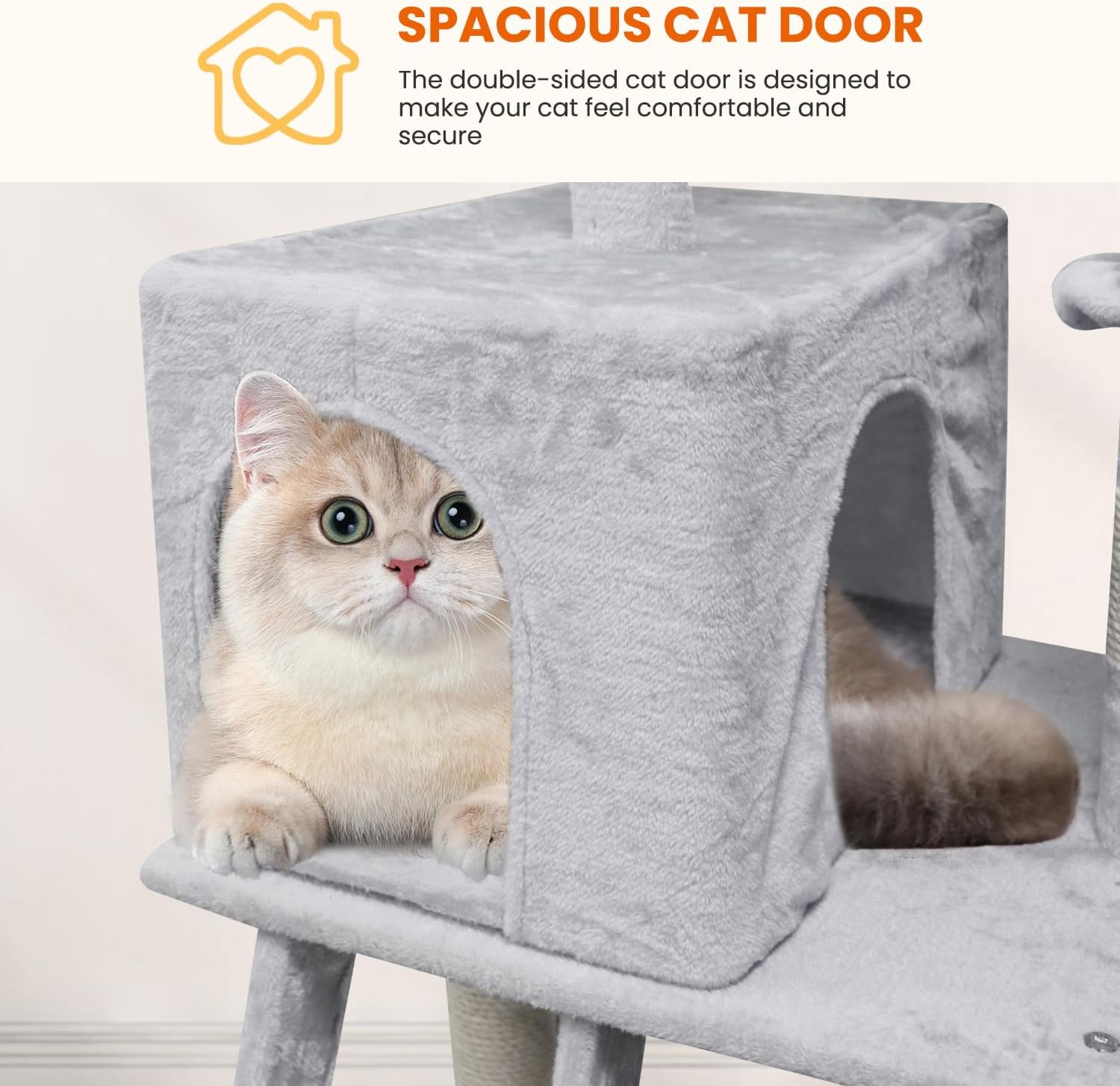 Cat Climbing Frame, 154Cm Cat Scratching Post Multi-Level Play Tower with 2 Pom Poms and Spacious Hammock for Indoor Kittens, Multi-Level Apartment Cat Furniture