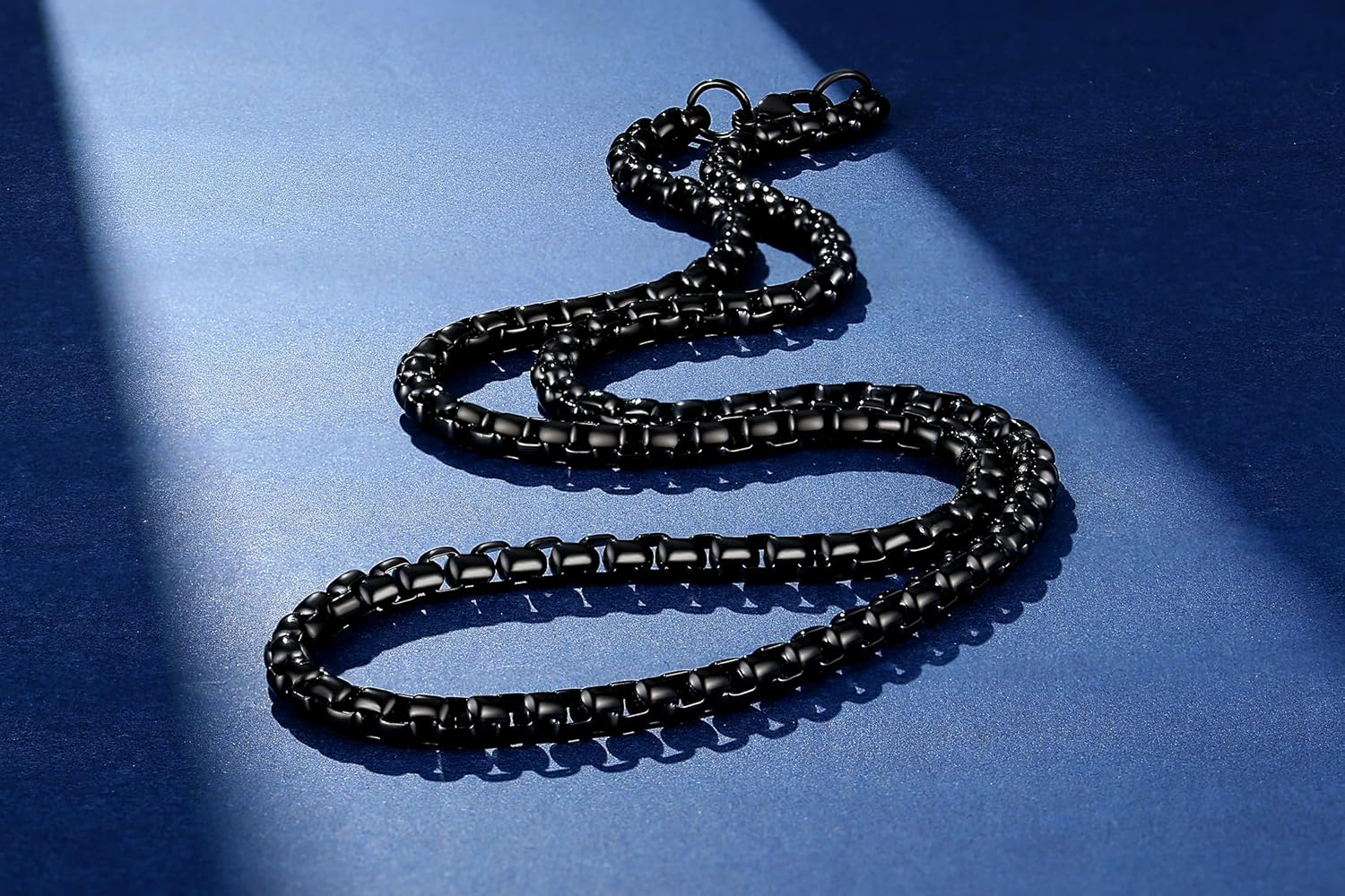 2-4MM Mens Womens Stainless Steel Black Rolo Cable Chain Necklace 18-36 Inch image number 3