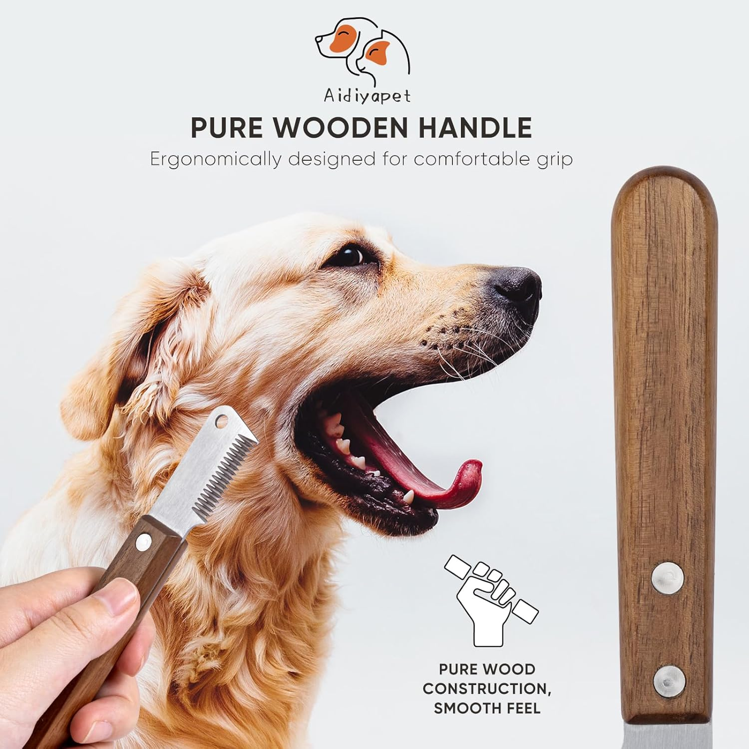 Dog Trimming Knife Stripping Knife Ergonomic Undercoat Top Hair Trim Knife Made of Hardened and Ground Stainless Steel with Ergonomically Shaped (Brown) - Right image number 6