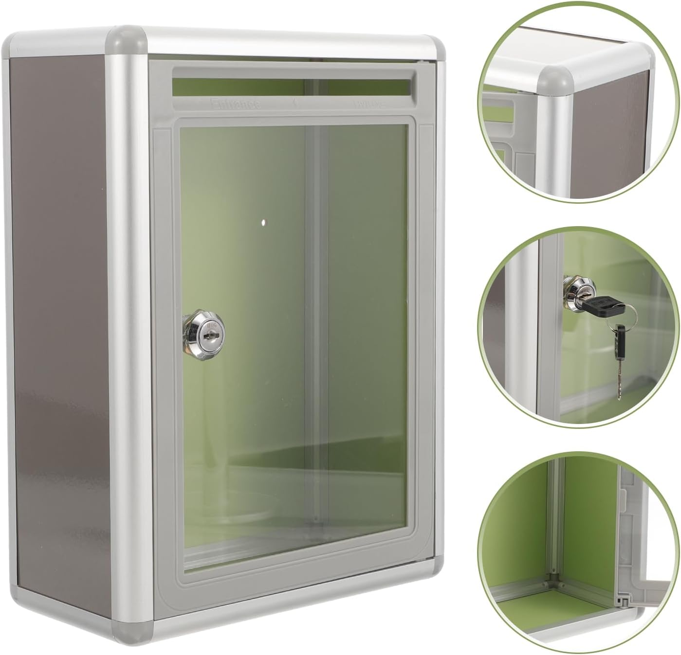 Alipis Transparent Mailbox Wall Mounted Clear Acrylic Letter Box Suggestion Complaint Case Small Size for Office Home 11.22X8.46X4.02In image number 2