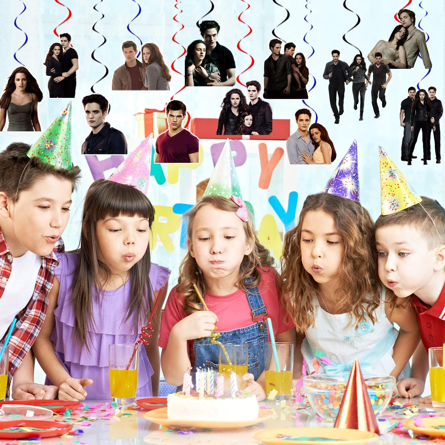 28 Pcs the Twilight Saga Party Decorations Hanging Swirls, the Twilight Saga Decorations Swirls Streams, for Kids Teens Fans Birthday Party Supplies