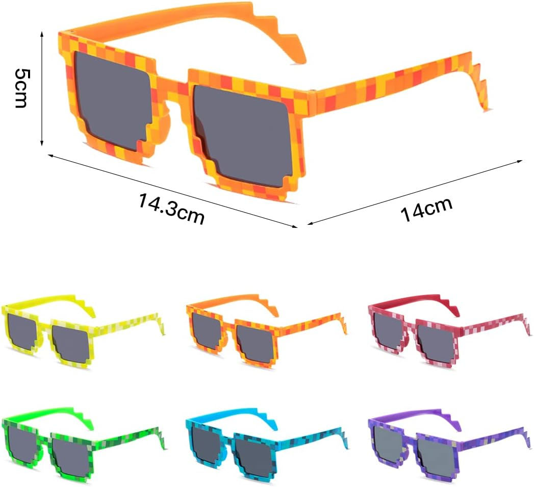 O-Kinee Pixel Mosaic Glasses, MLG Glasses, Pixel Glasses, Sunglasses, Funny Toy, Mosaic Sunglasses, Ideal for Parties and Fancy Dress image number 4