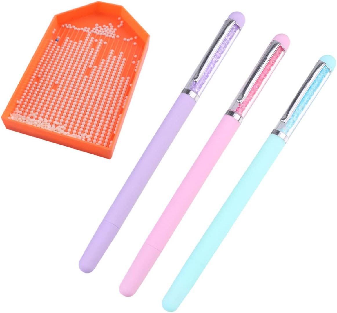 Manicure Dotting Tools Rhinestones Picker 3Pcs Plastic Nail Art Dotting Pen Set 16.3X1.3X1Cm Easy and Safe to Use Practical Nail Art Learners Manicurist Salon Crafts