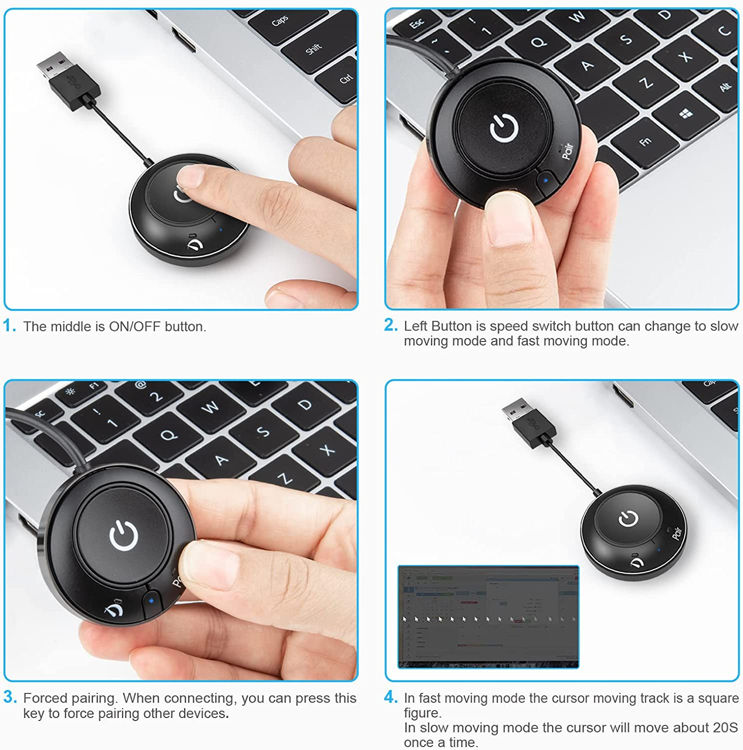 Rii Undetectable Mouse Jiggler,Bluetooth Mouse Jiggler with On/Off Switch Mouse Mover Simulator,Connected by Bluetooth,Supports Multi-Track,Simulate Mouse Movement to Keep Keeps Pc/Laptop Awake image number 3