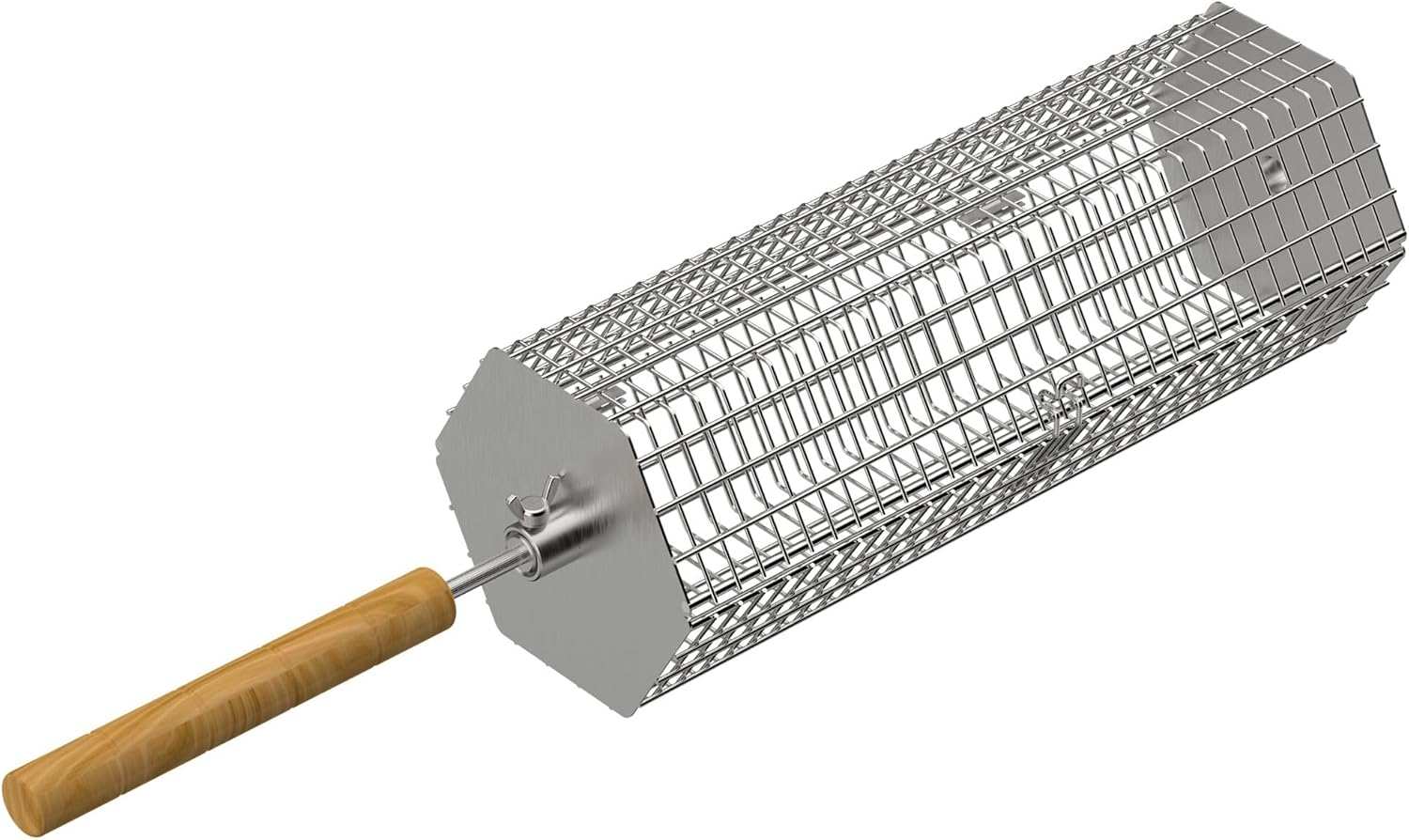 LANEJOY Rolling Grill Baskets with Removable Handle (Hexagonal), 2 PCS Stainless Steel Rolling Grilling Basket for Outdoor Grill, Portable Grill Nets for Vegetable Shrimp Chicken, Barbecue Accessories image number 3