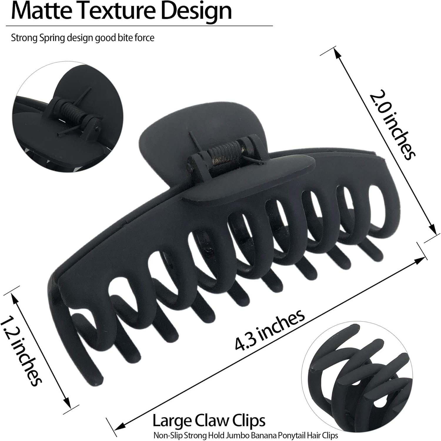 OWIIZI Hair Clip, 4.3 Inches Matte Large Hair Claw Clips Non-Slip Ponytail Jaw Barrette Strong Hold Banana Jumbo Claw Clips for Women Long Thick Hair image number 6