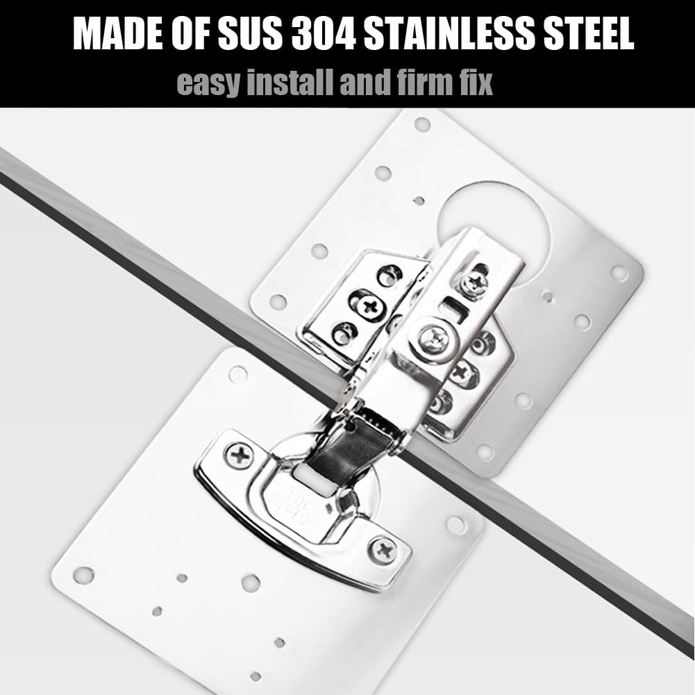 3PCS Stainless Steel Cabinet Door Hinge Repair Plate Furniture Cabinet Door Hinge Fixed Installation Hinge Hole Repair Artifact with Screws (Steel) image number 6