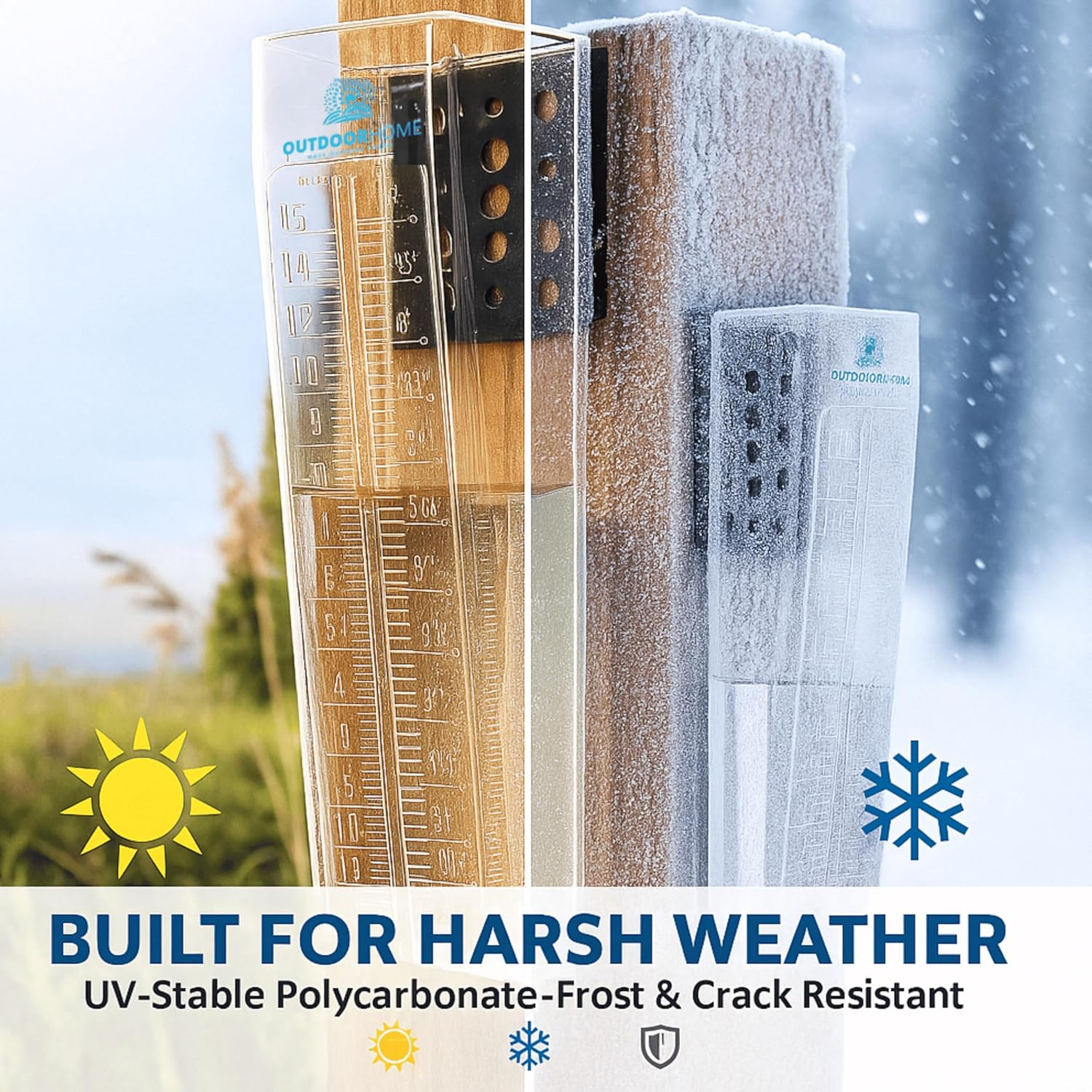 Outdoor Home Rain Gauge &ndash; 6-Inch Heavy Duty Polycarbonate Rain Measure, Aussie Made Fence or Post Mount | Accurate Garden Tool | Manual Weather Gauge for Yard, Farm, Outdoor Use image number 3