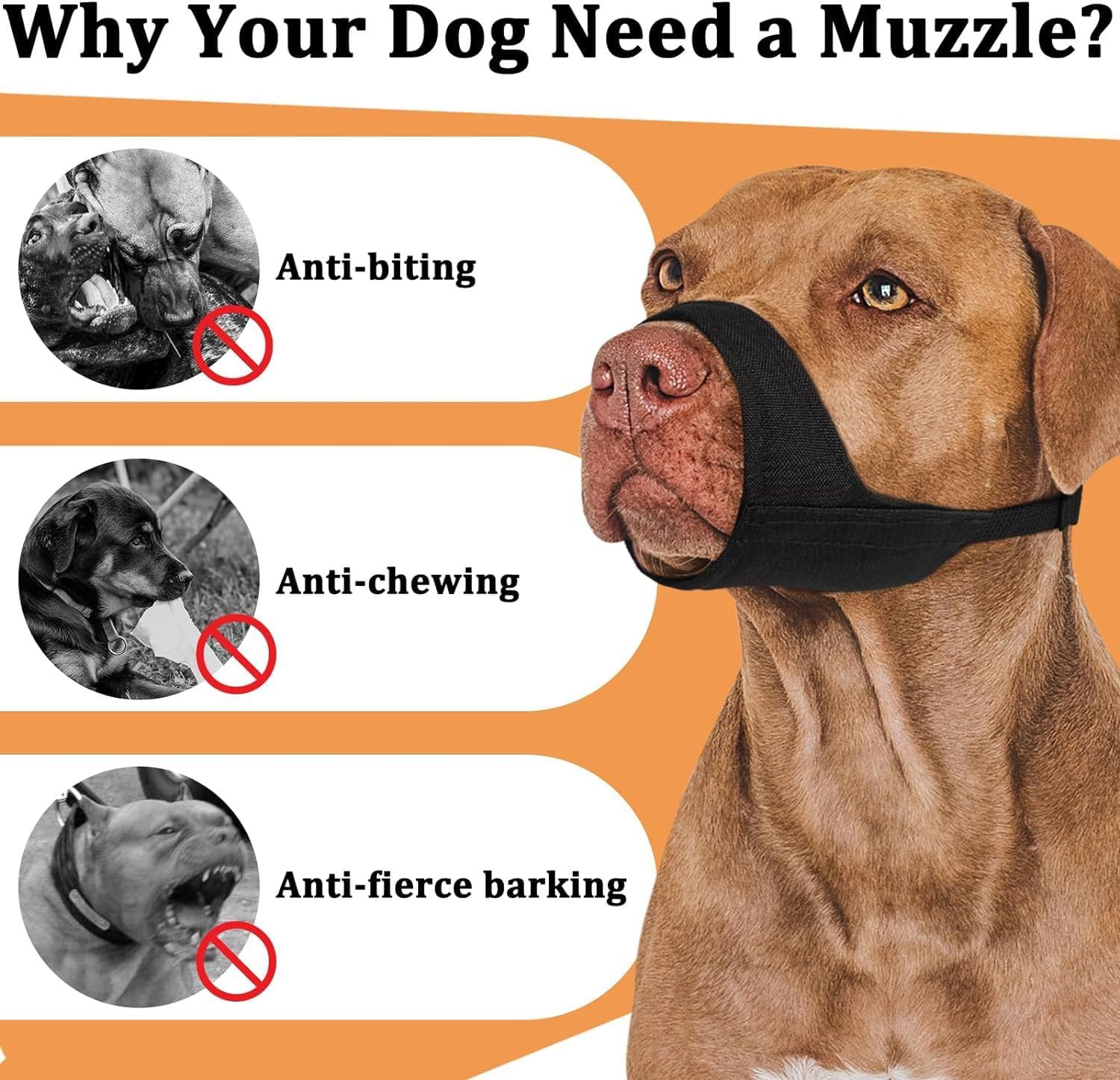 Short Snout Dog Muzzle, Small Muzzle for Chihuahua Shih Bully Boxer Puppy, Soft Fabric Muzzles for Grooming Vet Visits, Prevent Biting Chewing Fighting (Black, L) image number 4