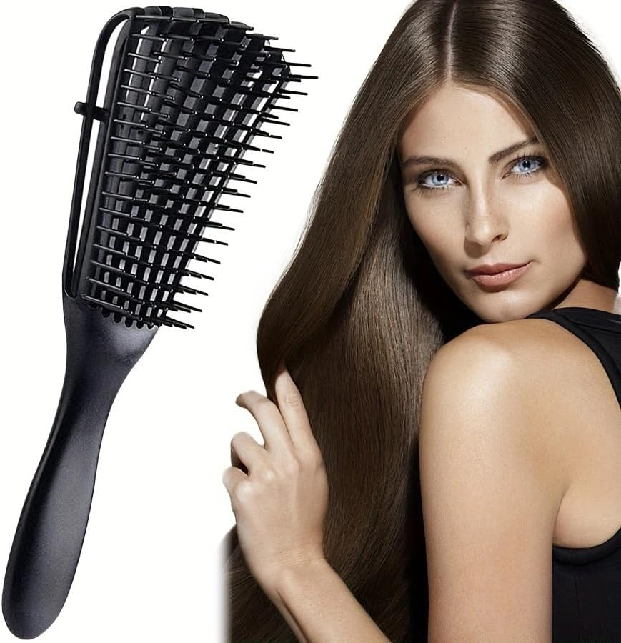Detangling Hair Brush with Eight-Row Design, Anti-Static Styling, Easy Glide Technology, Black image number 4