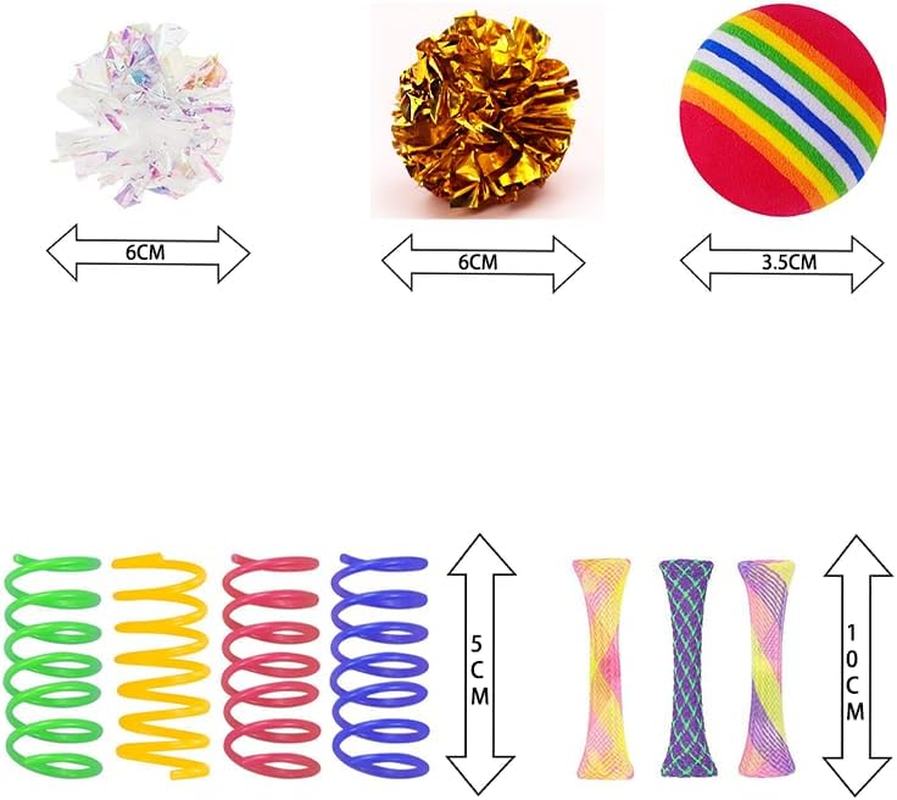 10 PCS Cat Toys Set - Crinkle Ball, Spring Toys, Bouncy Balls for Indoor Interactive Cats - Soft Kitten Toys, Plastic Spring Coils to Swat, Bite, Hunt image number 3