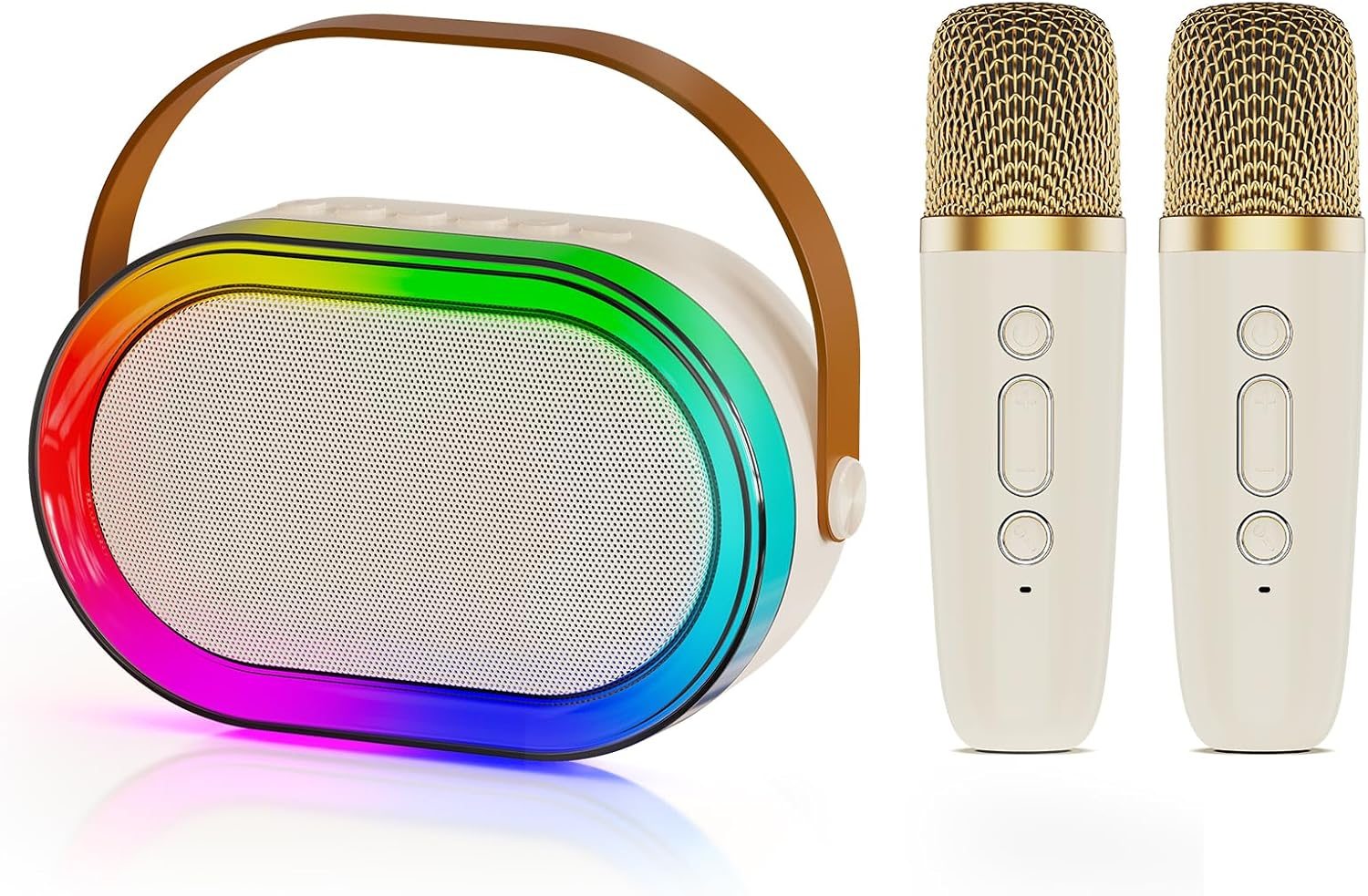 JYX Karaoke Machine for Boys and Girls, Portable Bluetooth Speaker Mini Karaoke Machine with 2 Wireless Microphones & LED Lights for Home Party Gathering, Birthday Gifts for Girls Boys (15W) image number 6