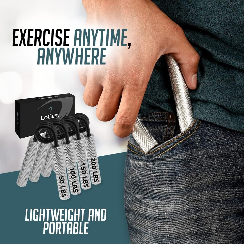 Logest Metal Hand Grip Set, No Slip Heavy-Duty Finger Strengthener with Gift Box, Great Wrist & Forearm Exercise, for Home Office & Gym Use, for Beginners to Professionals image number 4