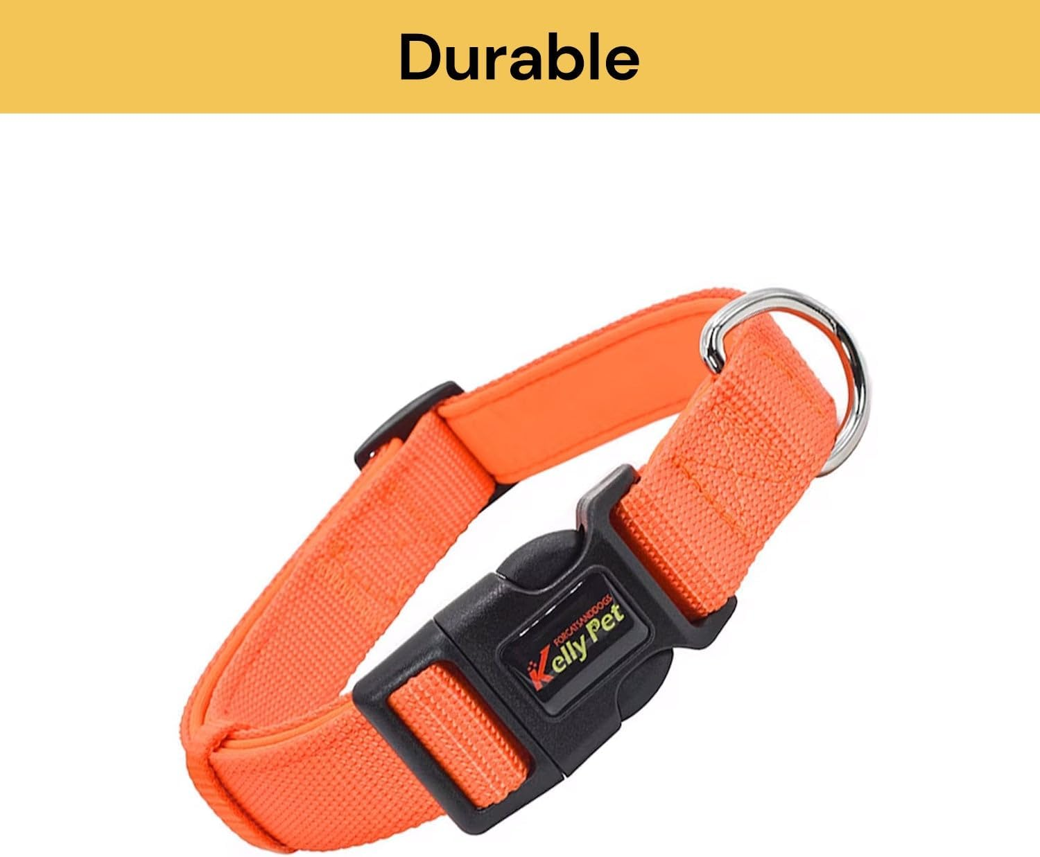 EZONEDEAL Heavy Duty Dog Collars for Medium Dogs - Nylon Puppy Collar, Medium Dog Collar, Pet Collar Suitable for Most of Male Female Dogs - Adjustable Breathable (Medium, Orange) image number 6