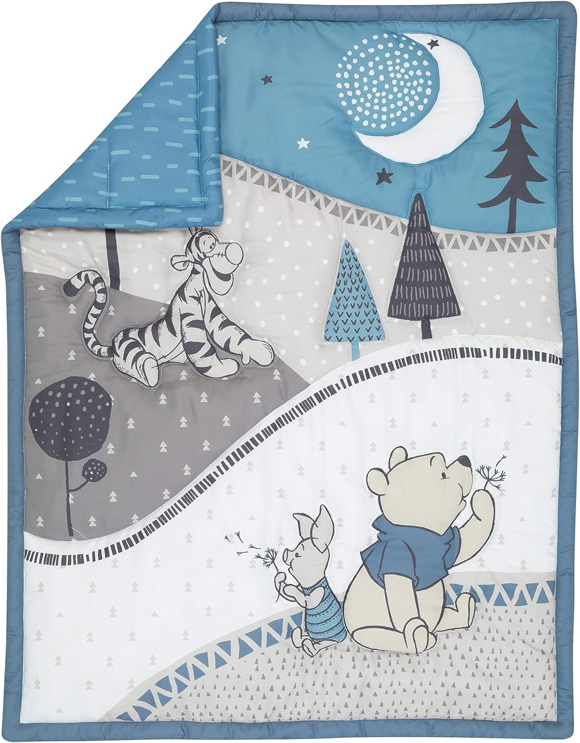 Lambs & Ivy (LAMCR) Forever Pooh 3-Piece Mini Crib Bedding Set, Blue (780020) image number 1