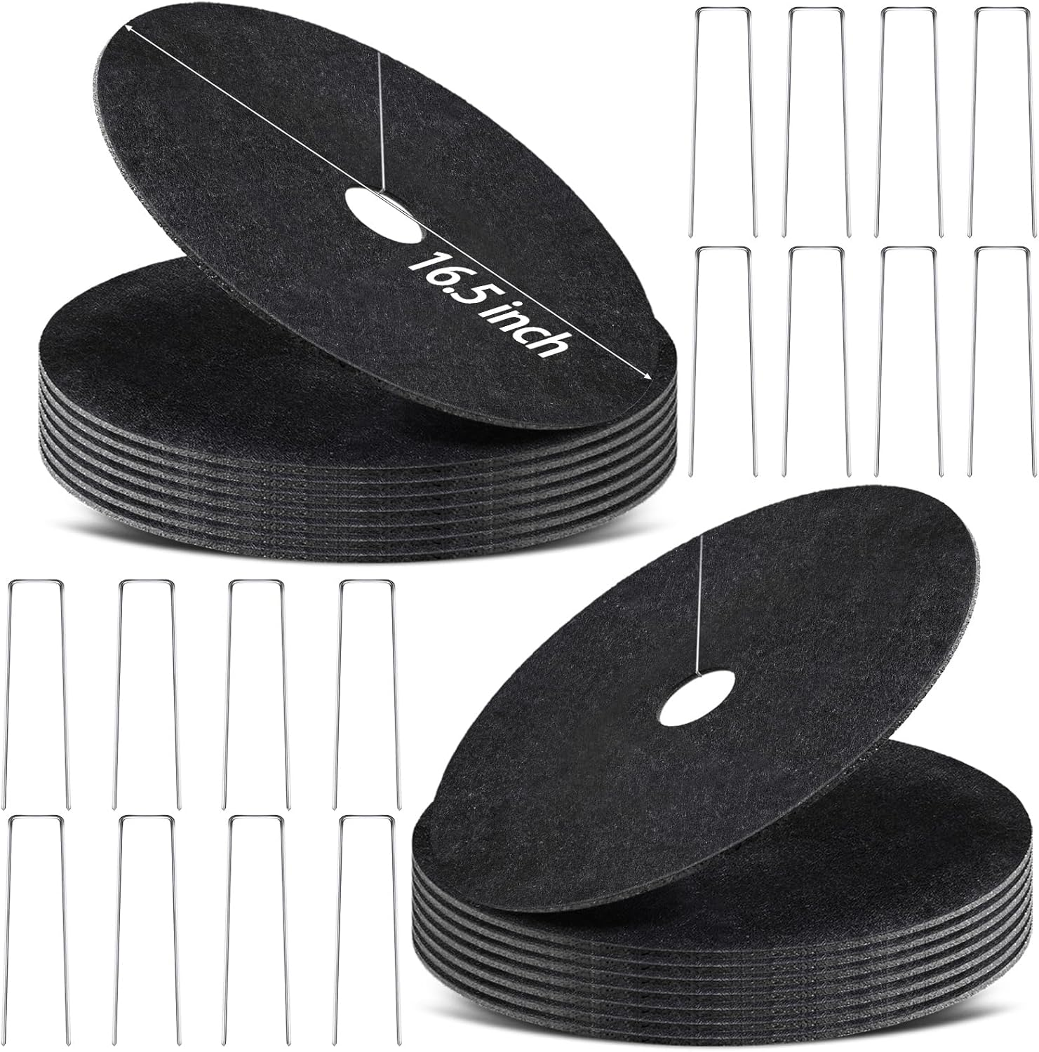 8 Pack Non-Woven Tree Mulch Ring, 16.5 Inch Degradable Tree Protector Mat Reusable Tree Weed Barrier Mat for Weed Control Root Protection