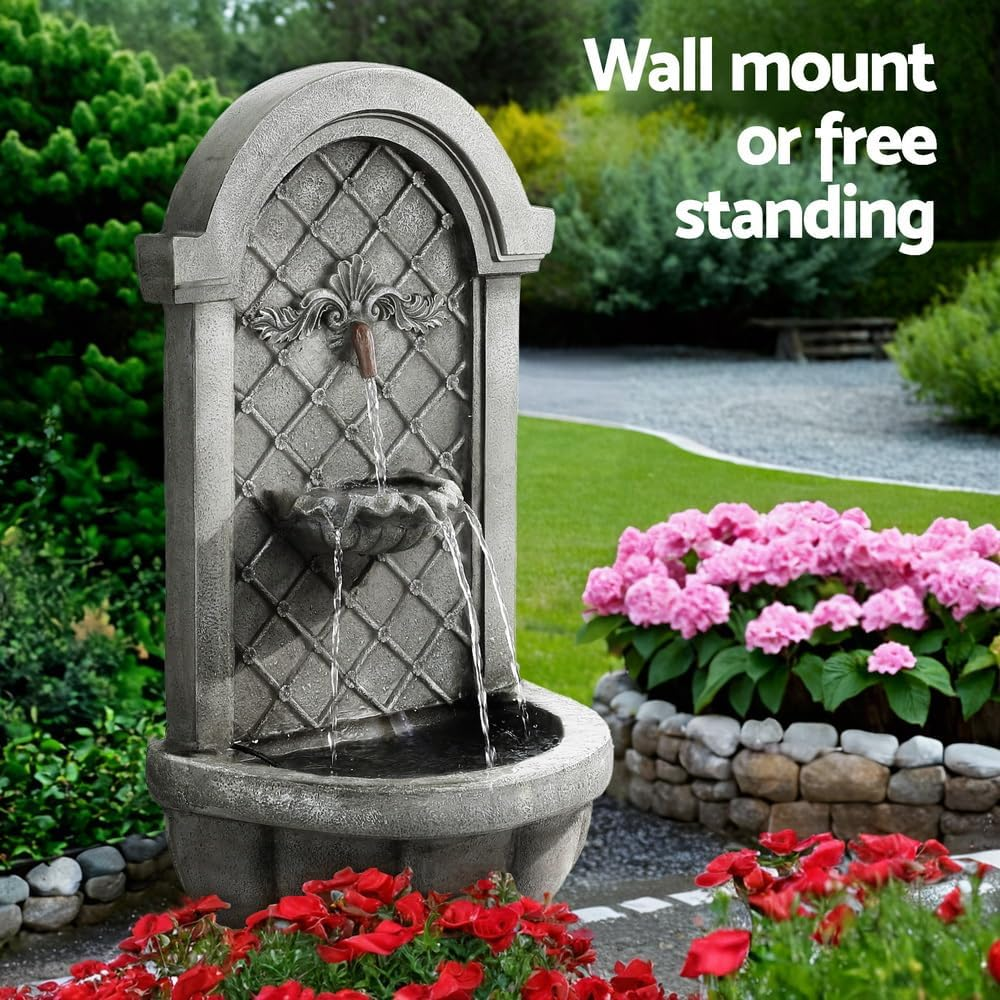 Gardeon Solar Fountain Water Feature Wall Mount Garden Fountains 80CM Grey image number 2