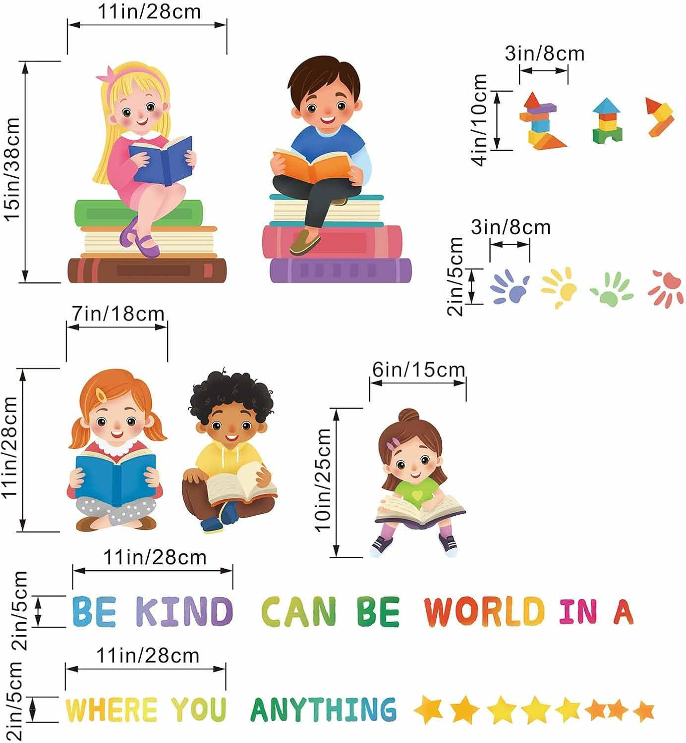 Kids Equality Classroom Wall Stickers - Inspirational Positive Quotes Book Wall Decals - Baby Kids Room Daycare Playroom School Library Reading Wall Decor image number 4
