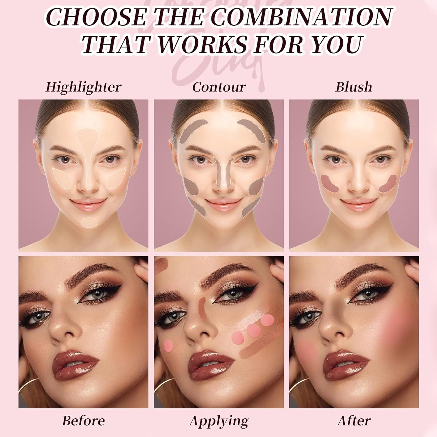 Erinde Cream Blush Stick with Brush, 3 in 1 Cheek Blush & Lip Tint & Eyeshadow Makeup Stick, Lightweight, Easy to Use, Waterproof, Long-Lasting, Ideal Cheek Makeup Gifts for All Skin Tones image number 4