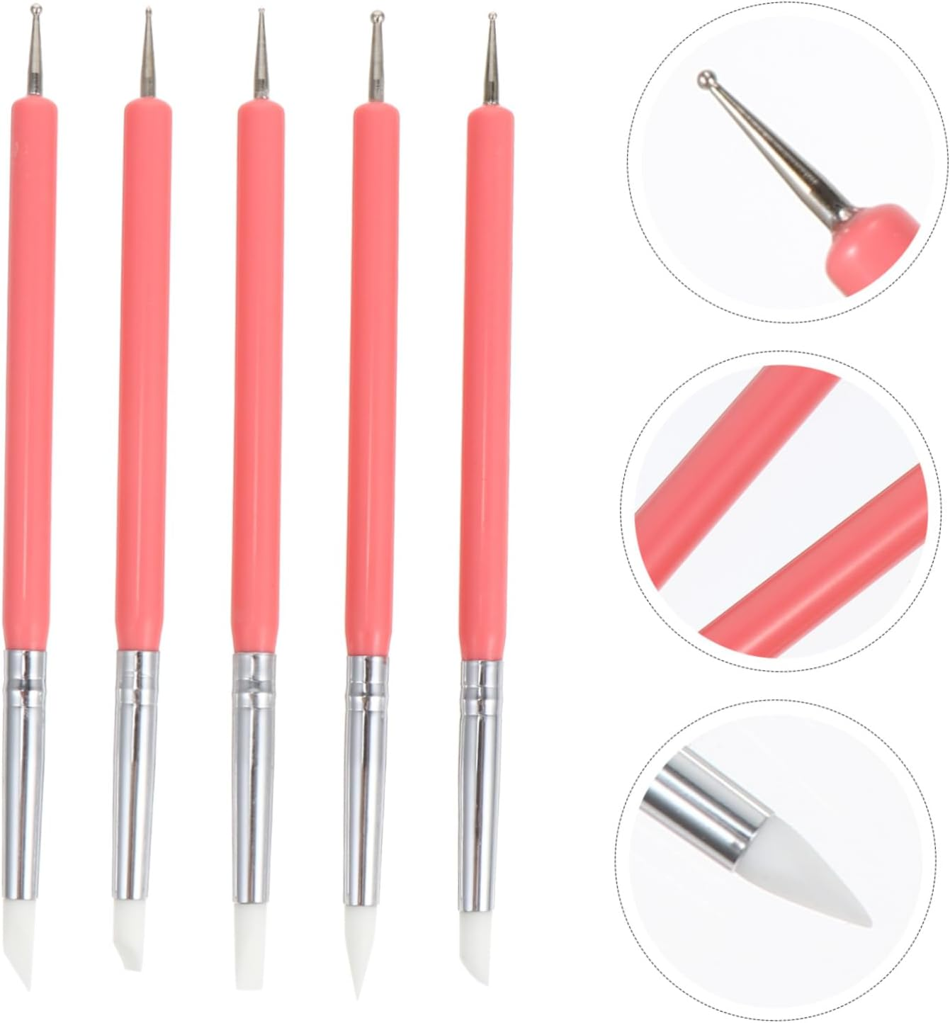 5Pcs Nail Art Pen Dual Silicone Heads for Nail Art Dotting and Manicure Use as Brush Pen for Detailed Designs image number 1