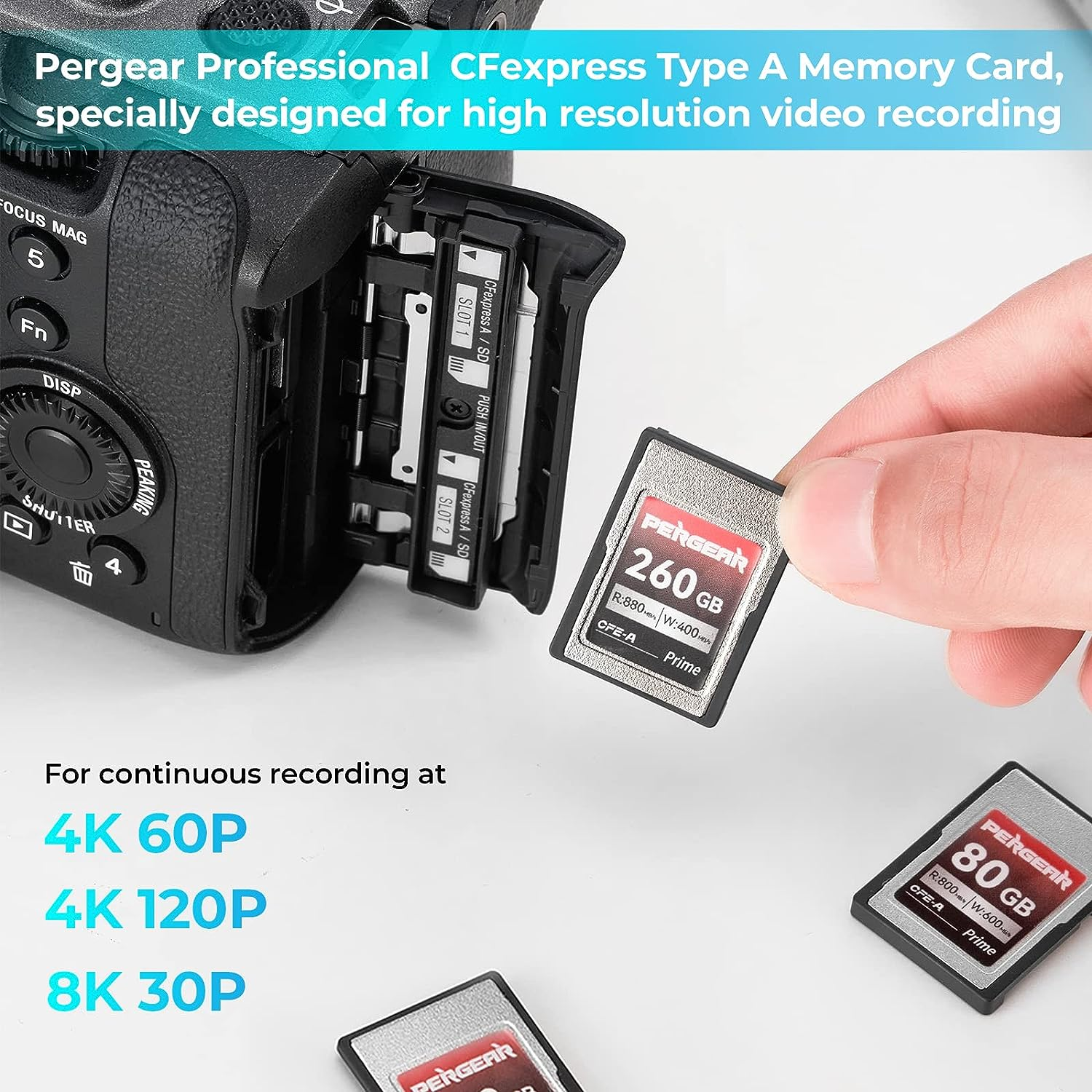 PERGEAR Professional 80GB Cfexpress Type a Memory Card, up to 800Mb/S Read Speed & 800Mb/S Write Speed for 4K 120P,8K 30P Recording image number 6