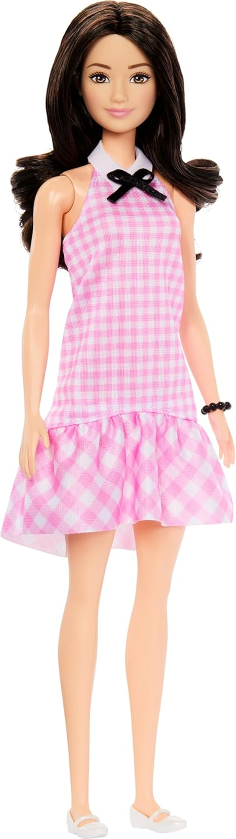 Barbie Fashionistas Doll #224 with Black Wavy Hair, Pink Gingham Dress & Accessories, 65Th Anniversary Collectible Fashion Doll image number 4