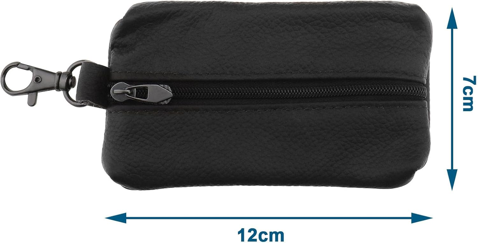 SING F LTD Car Leather Key Zipper Card Bag Car Keycase Heavy Duty Leather Key Wallet Key Pocket Accessories for Men Women 12X7Cm Black image number 4