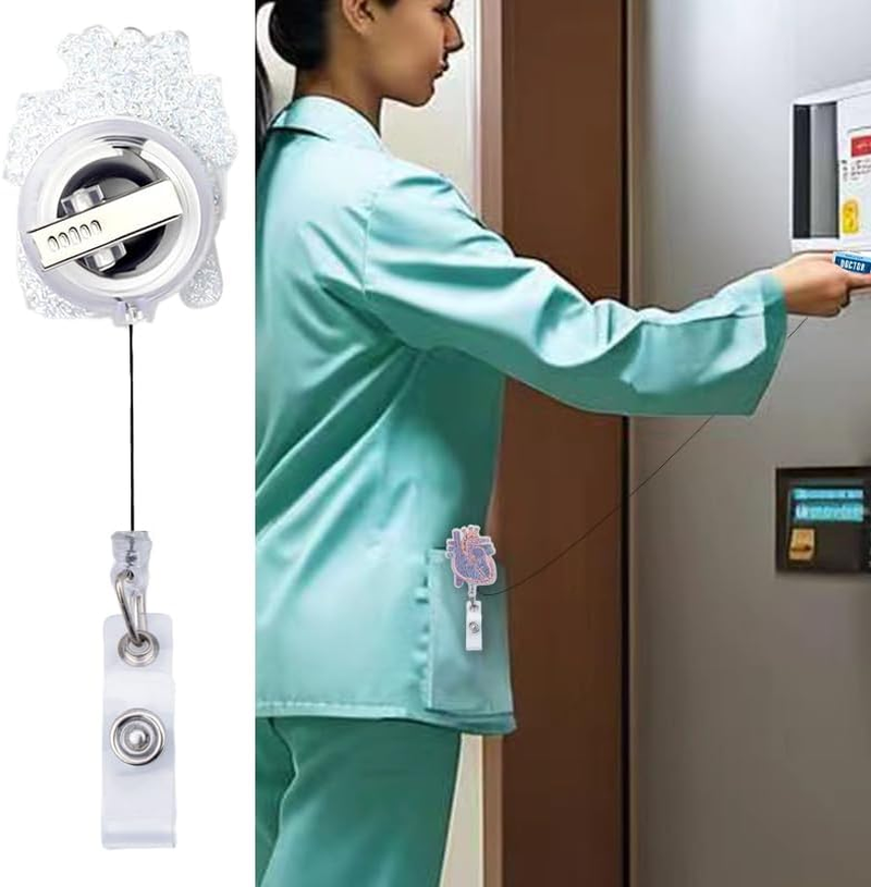 Nurse Badge Reel Holder Clip Id Badge Card Holder for Nurses Name Tags Badge Holders Reels Badge Holder Retractable Clip for Nurses Teachers Doctors Cardiac Name Badge Holder image number 3