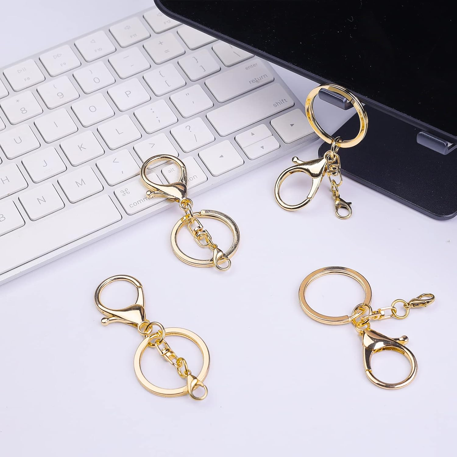 20Sets Golden Lobster Claw Clasps Hook with Flat Split Keychain Ring with Swivel Trigger Clip with Little Lobster Clasp for DIY Craft Jewelry Making - 10Sets Silver And Golden image number 4