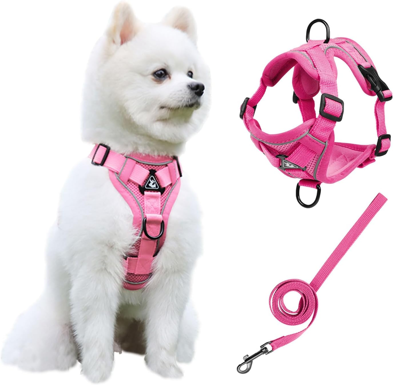 Cat Harness and Leash Set for Walking, Adjusted in 4 Directions Escape Proof Cat Harness Vest, Kitten Harness with Reflective Strip for Cats Kitten (Pink, M) image number 4