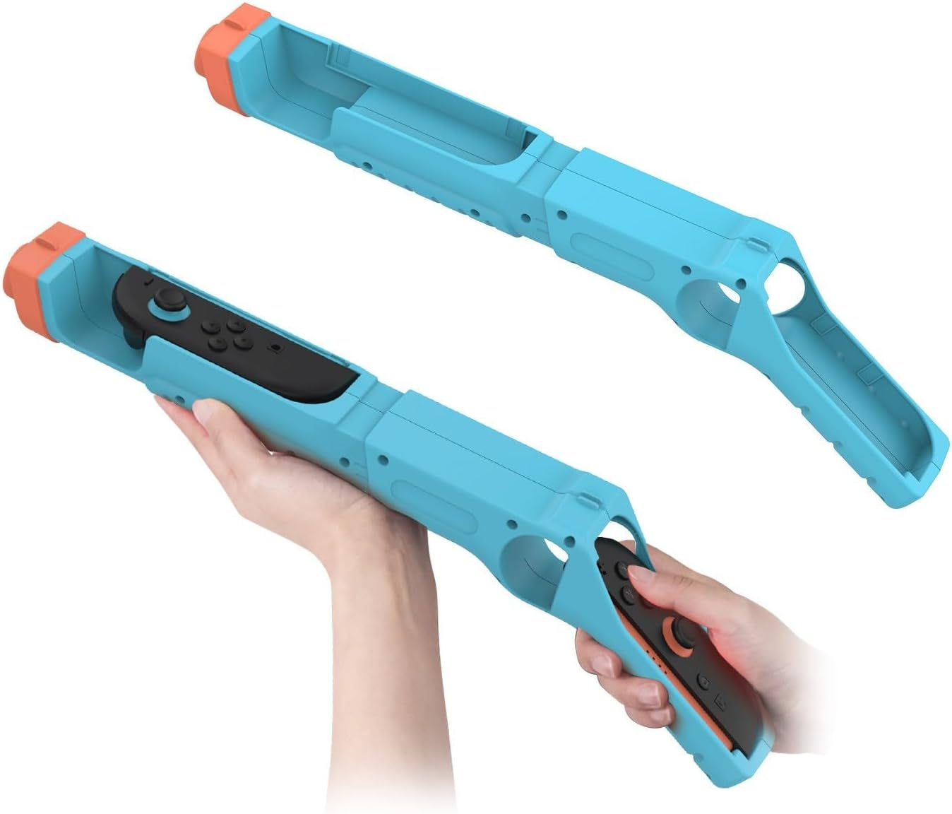 Shooting Game Grip for Nintendo Switch2 Joycon2, Light Blue and Orange, Gun-Style Controller Attachment image number 1