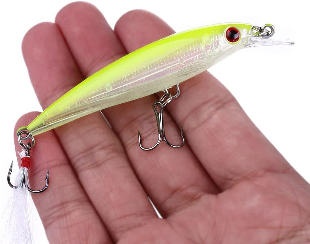 10 Fishing Lure, Hard Minnow Fishing Lures Saltwater Bass Crankbait Set with Treble Hooks, for Bass Trout Walleye Redfish image number 1
