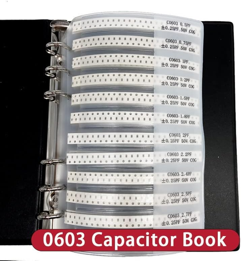 SMD Capacitor Sample Book 0201 0402 0603 0805 1206 Chip Capacitors Kit Assortment Pack 10Uf 1Nf 100Pf 10Nf (Capacitance : 0603 90Valuesx50Pcs) image number 4
