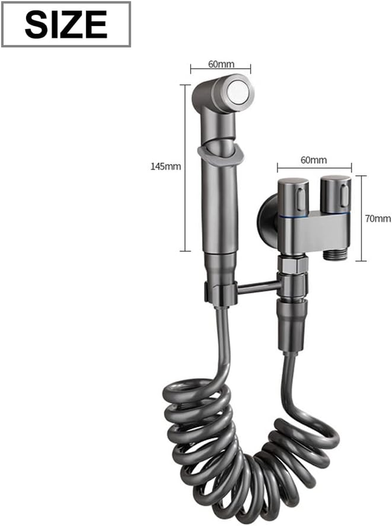 1-In-2-Out Dual Control Valve, 2023 New Double Control Mini Shower, 6.5 Feet Extra Long Hose High Pressure Bathroom Faucet Kit for Bidet and Shower (Silver Dual Control Valve Set) image number 5