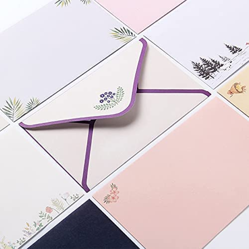 81Pcs Stationary Paper and Envelopes Set, Contain 54 Stationery Paper and 27 Envelopes, Writing Paper Stationery Set, 9 Different Style image number 6