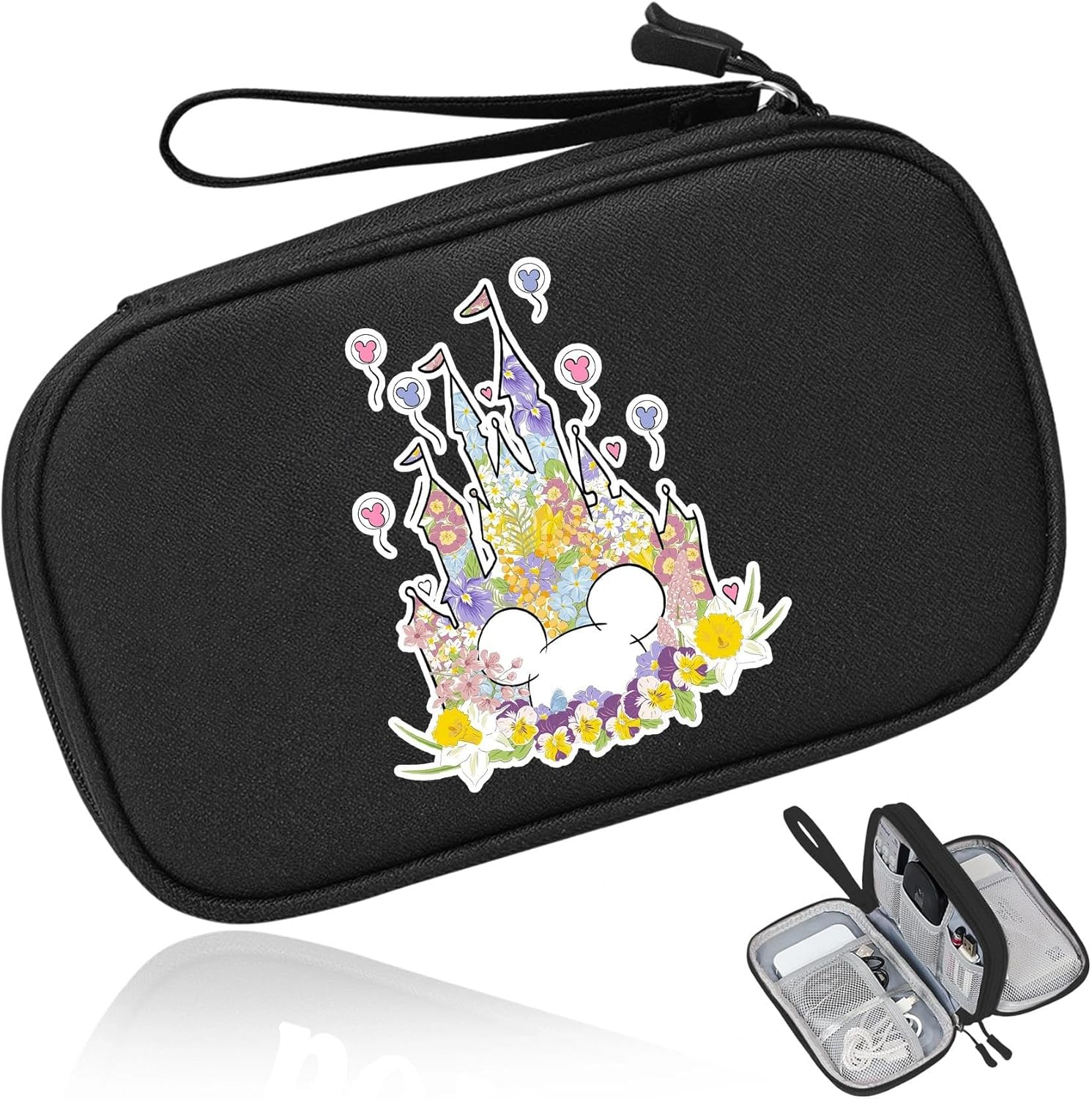 COSHAYSOO Electronics Organizer Bag Travel with Chenille Letter Patch TECH Traveling Must Have Accessories Cute Personalized Gift for Women Cable Cord Charger Storage Pouch (Greenish Blue)