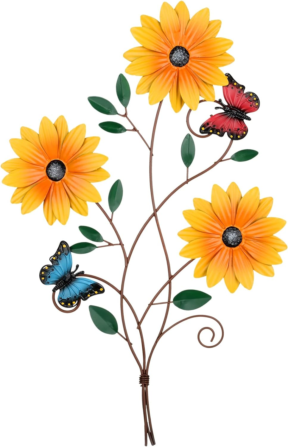 Lounsweer Metal Sunflower Wall Decor Rustic Sunflower Bathroom Decor for Patio Butterfly Flower Wall Art Vintage Hanging Metal Flower for Home Kitchen Indoor Outdoor, 15X9 Inch(1 Piece) image number 6