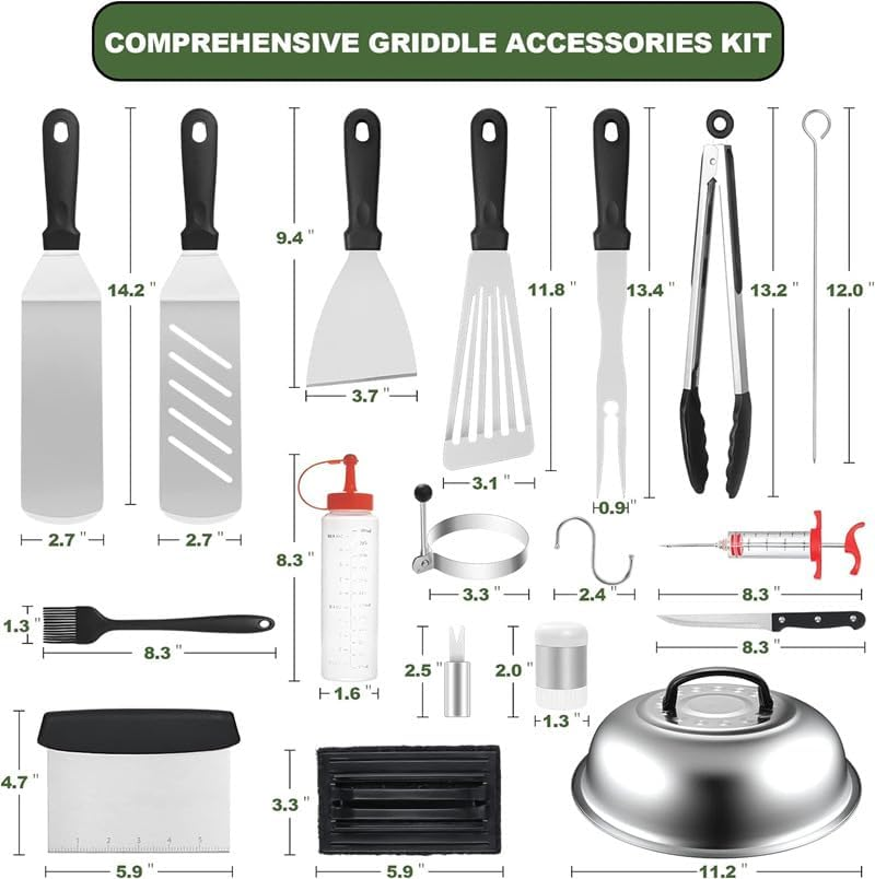 43PCS Griddle Accessories Kit, Professional Grill Tools, Set Stainless Steel Griddle Spatula Set with Tongs, Smash Burger Press with Carry Bag for Outdoor Camping Grilling image number 3